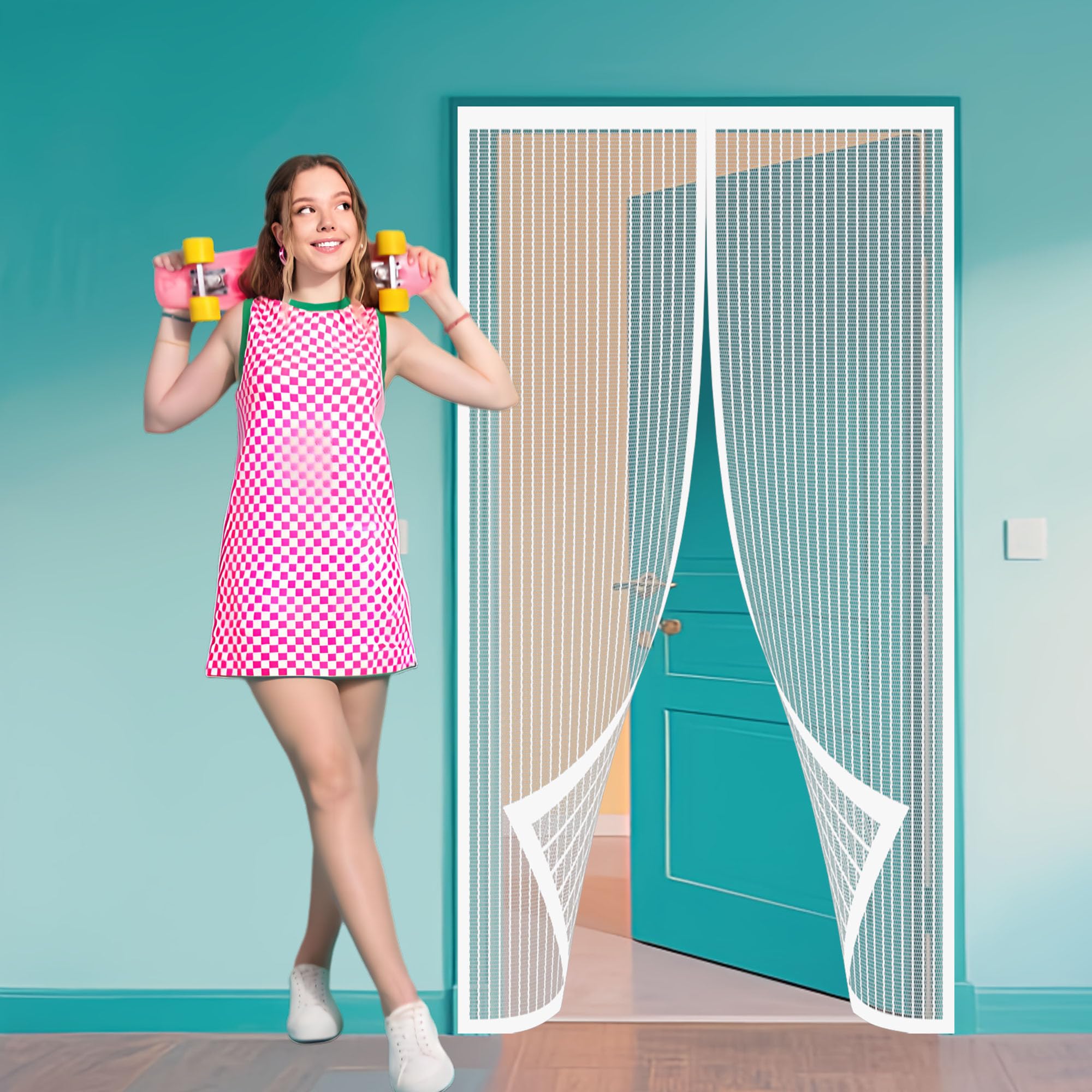 Amazon | 網戸 玄関 ドア用マグネット式 197 x 220 cm 自動で