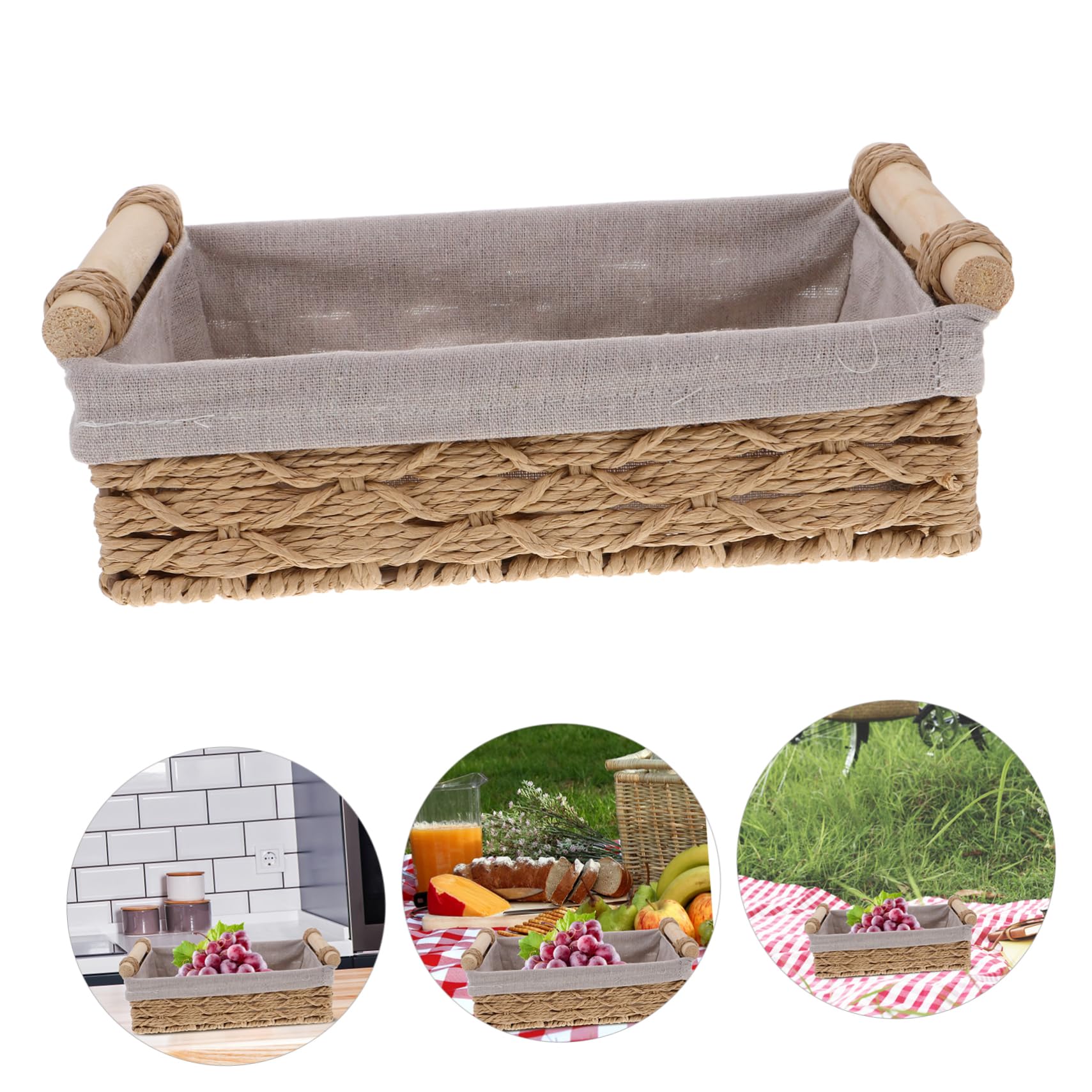 SOESFOUFU Rattan Baskets Wicker Handles Stylish Storage Baskets for Home Decor and Organizing