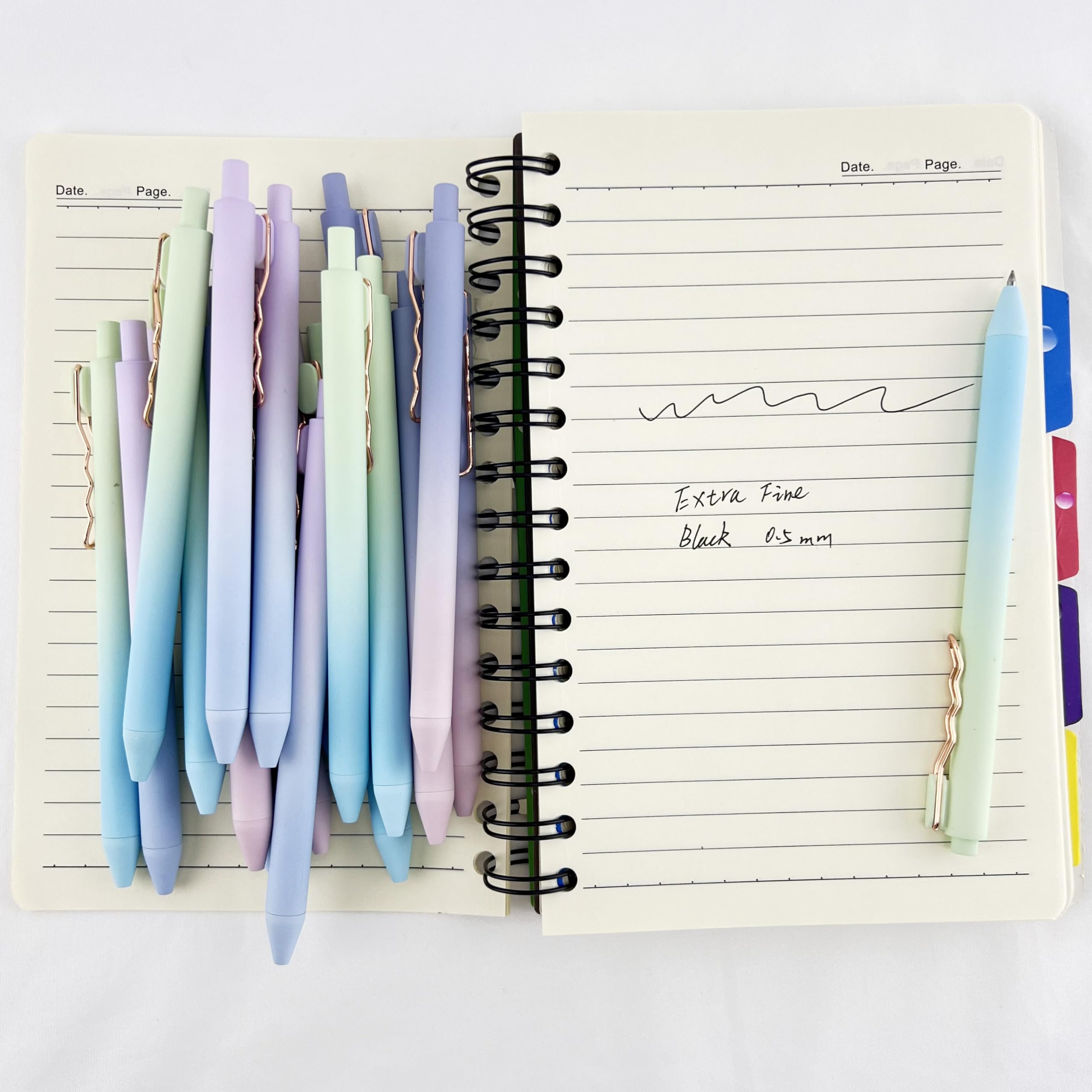 Fengtaiyuan LanLvZi05P18, Stylish Gradient Color Pen, Black Ink, 0.5mm Extra Fine, Gel Ink Rollerball Pens, Writting Smooth, Rubber Spray, 18 Pack (LanLvZi05P18Black)