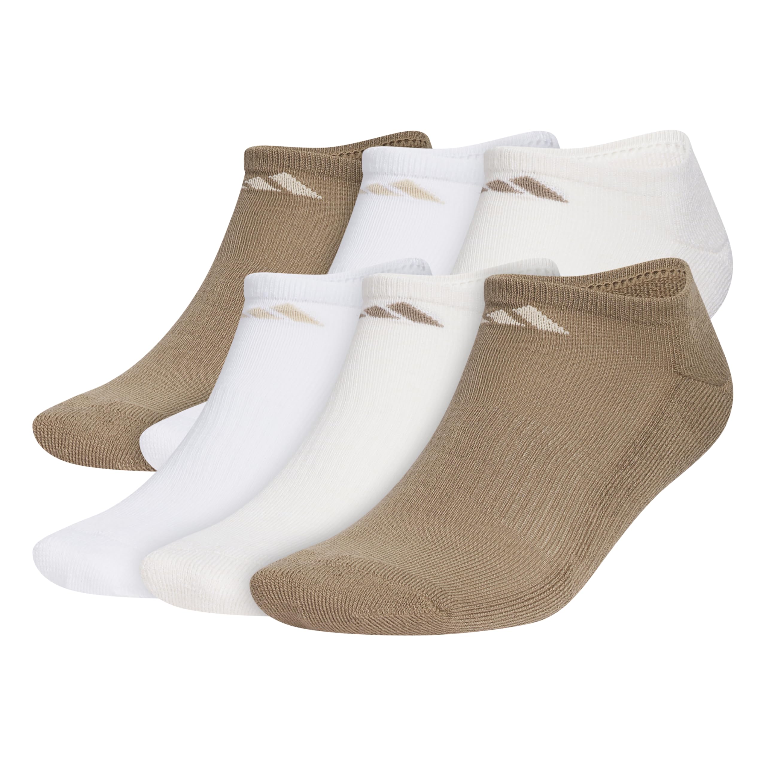 adidas Athletic Cushioned 6-Pack No Show Medium Khaki Six/White/Crystal Linen Beige