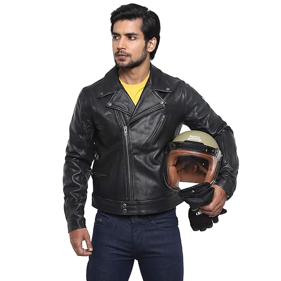 Royal Enfield Vintage Rider Leather Jacket Black