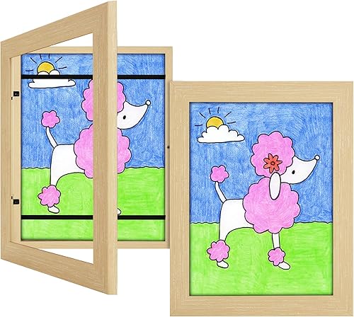 Vista 11 de Paquete de 3 Marcos de Arte para Niños Naturales de 8.5x11, Marcos de Arte Infantil Cambiables para Exhibición de Arte Infantil, Apertura Frontal