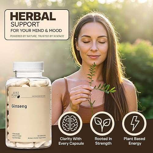 Miniatura 2 de Cápsulas de extracto de raíz de ginseng de 750 mg, 90 cápsulas veganas, energía natural, apoyo cognitivo y refuerzo inmunológico, sin gluten