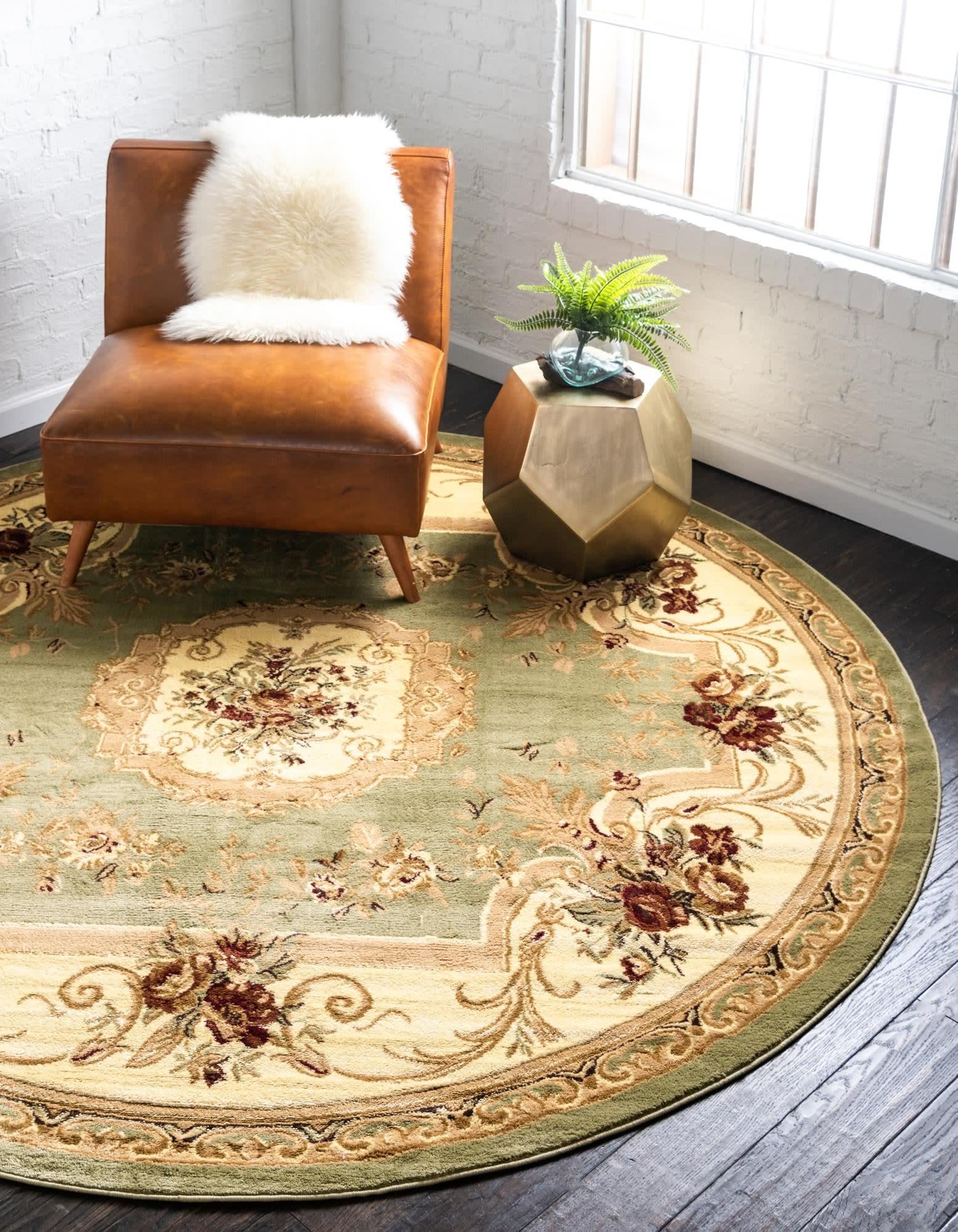 Unique Loom Versailles Collection Area Rug - Henry (5' 3" Round Green/Cream)