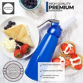 ICO Professional Aluminum Whipped Cream Dispenser For Homemade Whipping Cream, Whipped Cream Maker For Desserts, Dips, Sauces, And Infused Liquors, Orange, 1-Pint