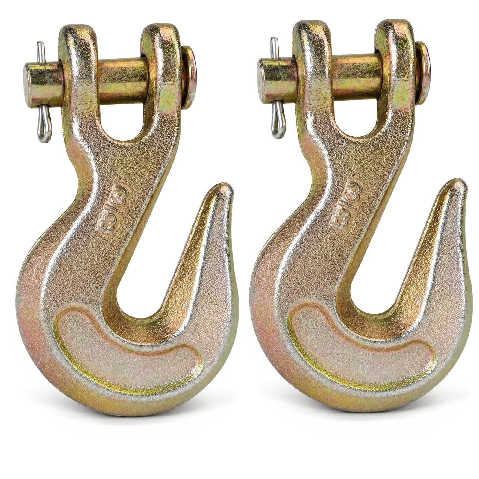 Gancio a forcella forgiato con perno for catena di trasporto da 1/4 a 5/8" | Acciaio al manganese forgiato in un unico pezzo, finitura zincata, perno con testa solido e coppiglia for l'uso con(7/16")