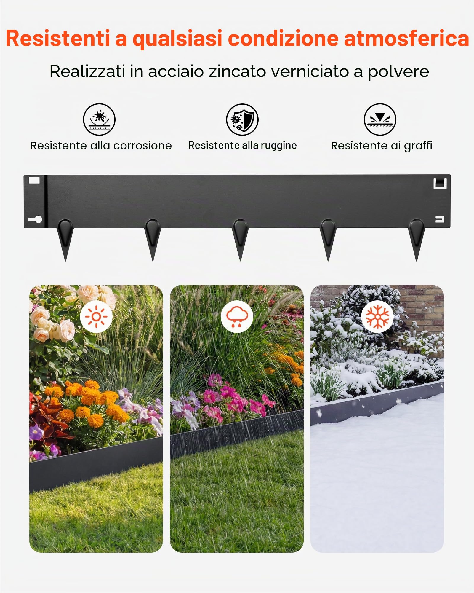 VEVOR Bordatura da Giardino Aiuola Orto in Metallo 101,6 x 20,7 cm Bordatura per Prato Piante Fiori in Acciaio Zincato Confezione 6 pezzi, Paesaggistica Sentieri, Set Recinzione per Aiuola Rialzata