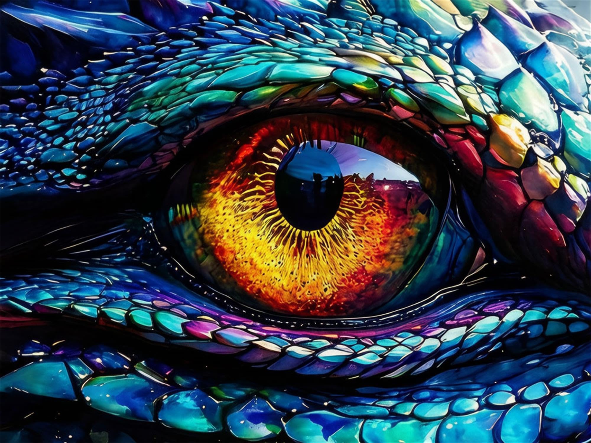 Jiqinsiye Dragon Eye Paint by Number for Adult,DIY Painting Kits for Adults,Color by Numbers,Paint by Number Canvas Crafts Watercolor for Beginners Hoom Decor