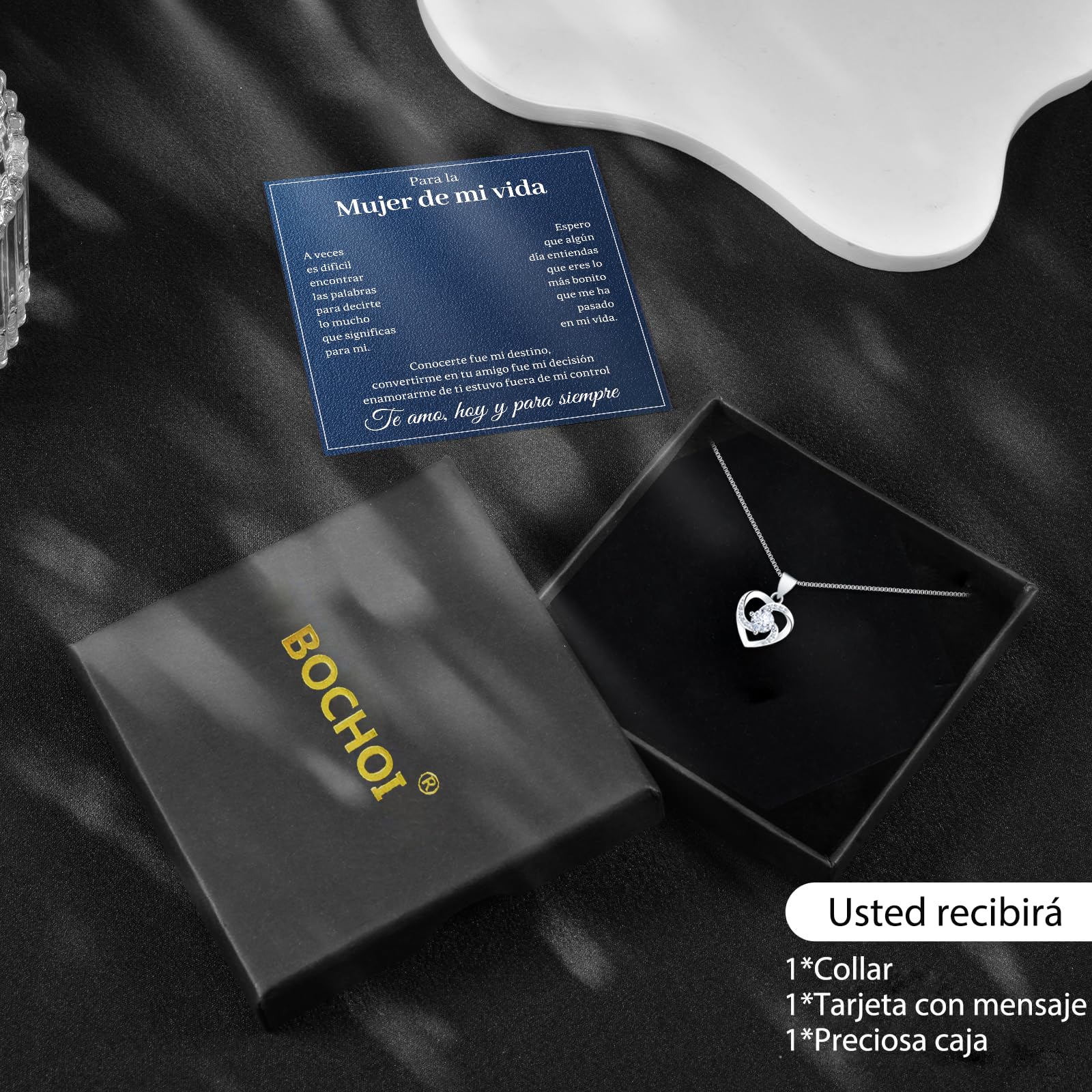 BOCHOI Regalos Originales para Mujer,Regalos para Madres Mamá,Collar Plata Mujer 925 Mamá Novia Esposa,Regalo Cumpleaños Mujer,Regalo dia de la Madre Día de San Valentín,Regalos Navidad Mujer Mamá