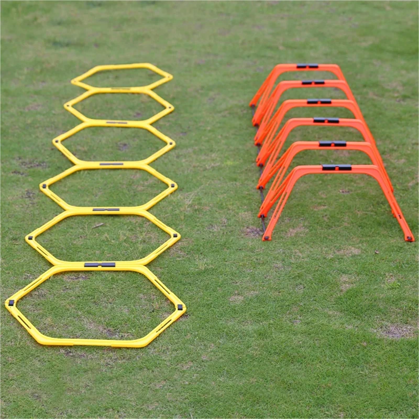 Giochi di Lancio per Bambini 6 Pezzi Anelli di Allenamento Agilità Anello da Calcio Attrezzatura Piegato Esagono Calcio Footwork Scala Esercizio(D-6Pcs Orange)