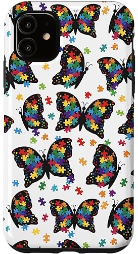 Carcasa para iPhone 11, diseño de mariposa con puzle