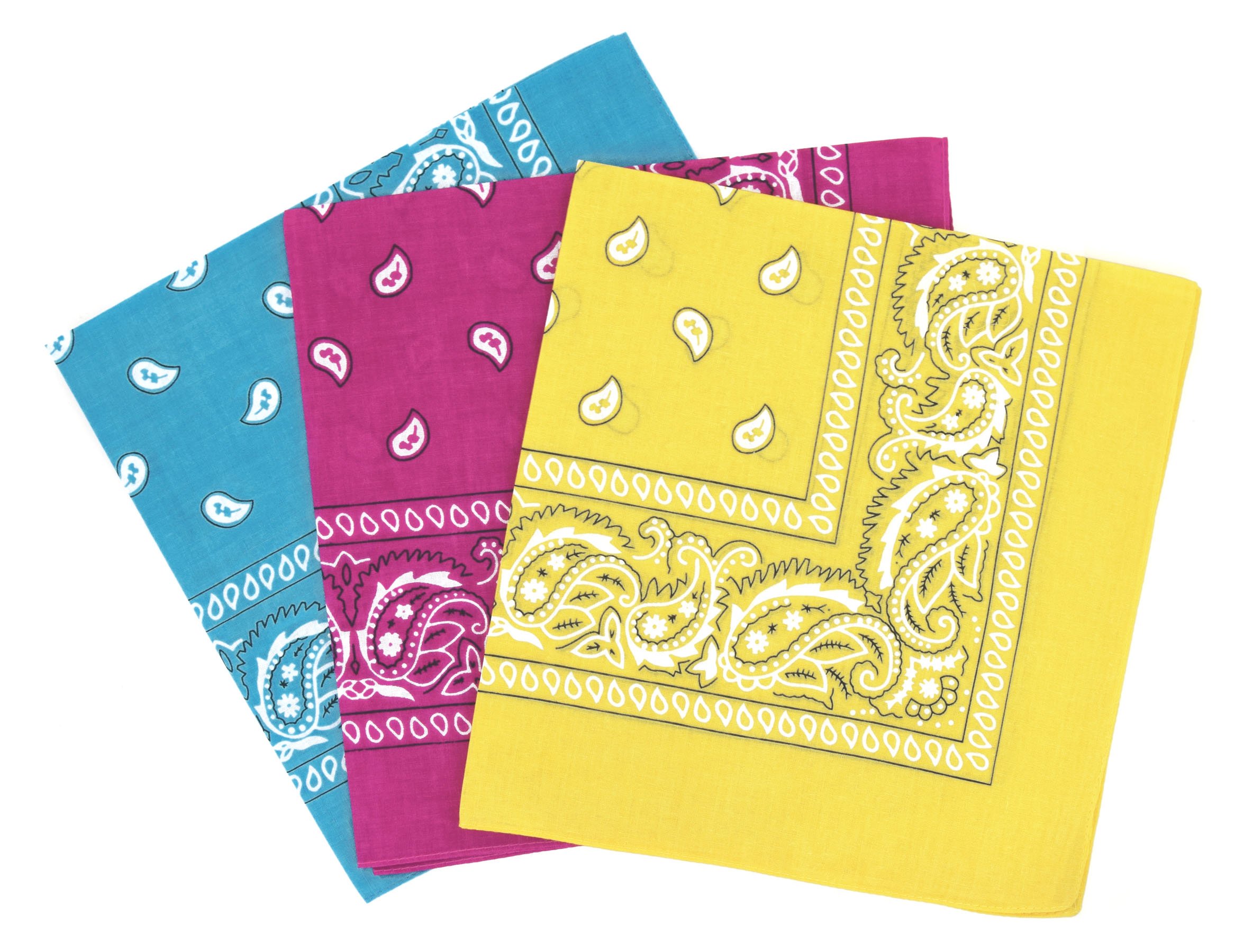 Laciteinterdite Women's Multicolored Cotton Paisley Bandana Scarf Headband 3 Pack