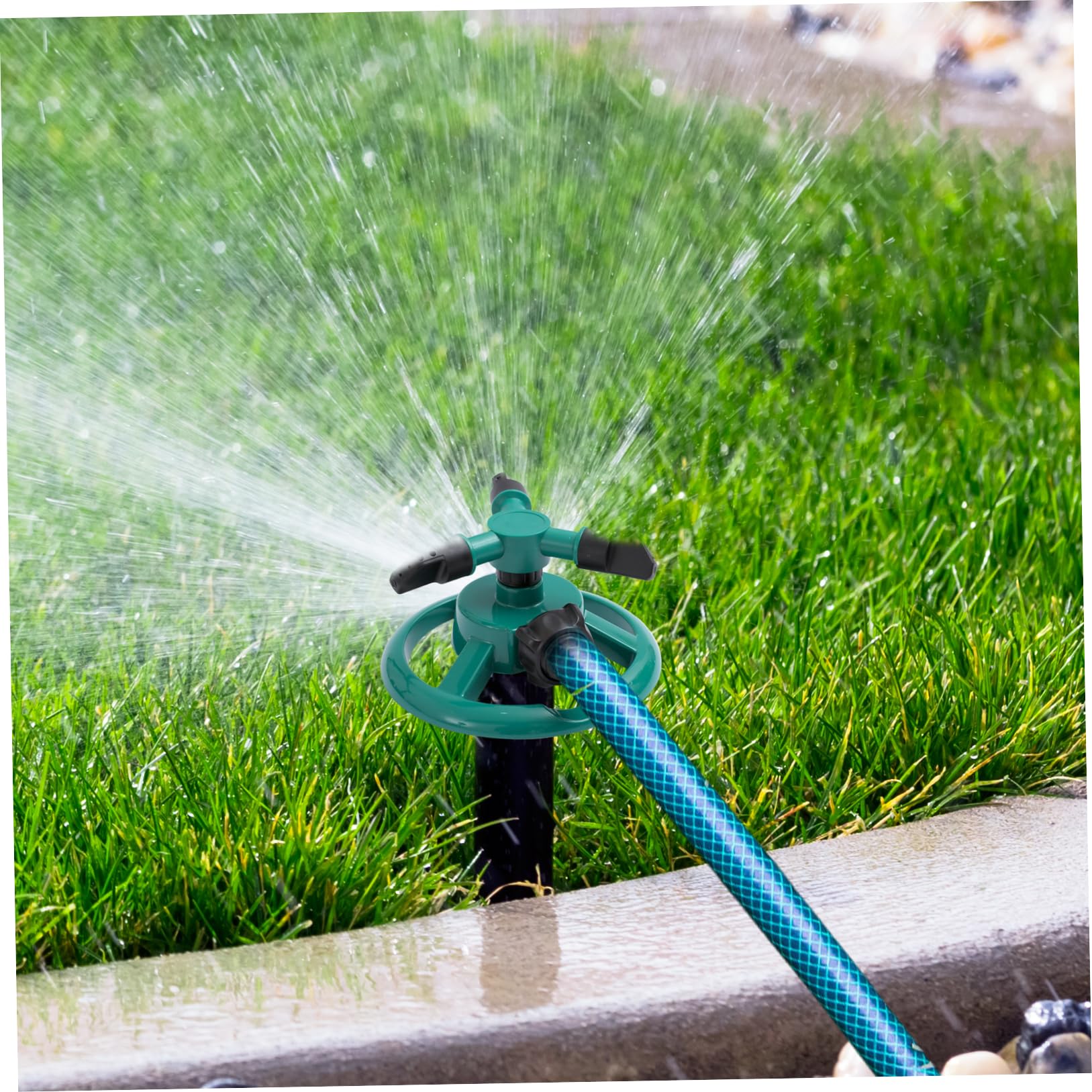 Arroseur De Pelouse 360° Rotatif - 3 Bras Avec 12 Buses - Système D'Irrigation Automatique Pour Jardin, Potager - Connexion Rapide Sur Tuyau D'Arrosage