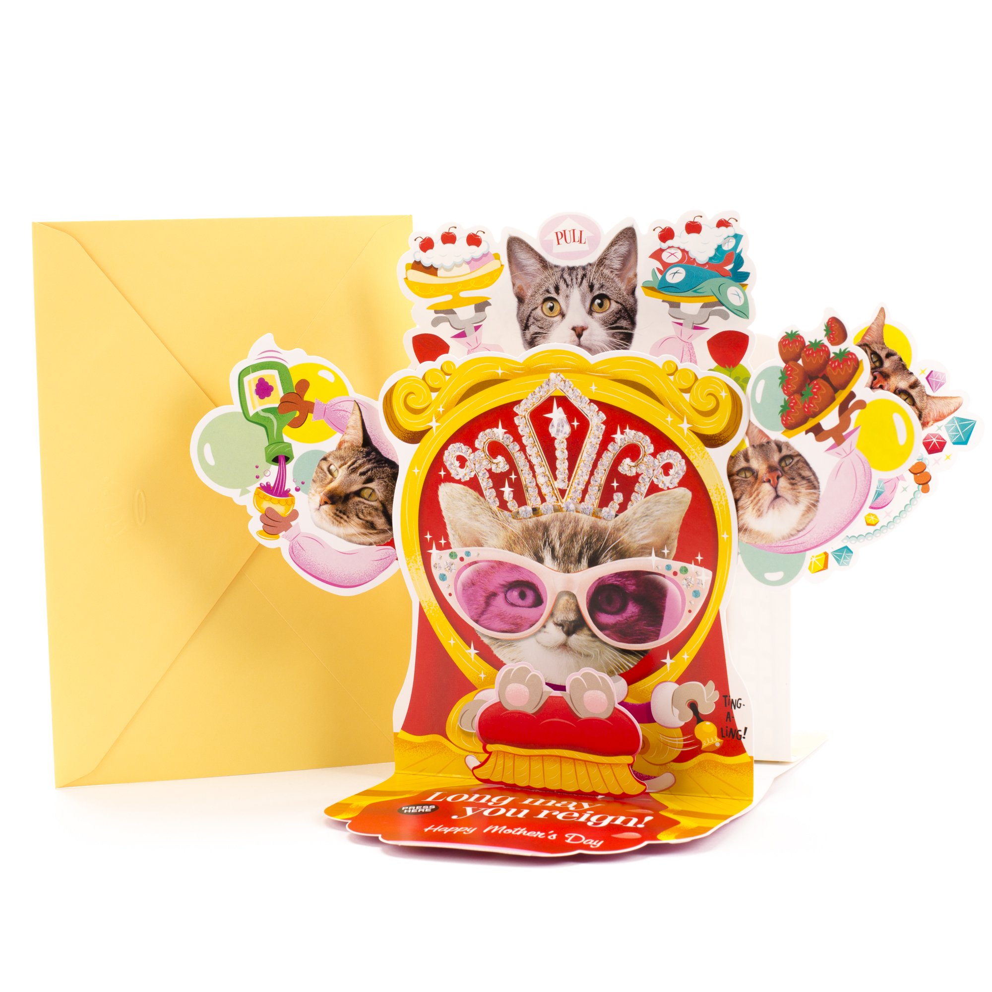 Amazon.com : Hallmark Funny Pop Up Mother's Day Card with Song (Cat Queen,  Plays Rule Britannia) : Office Products