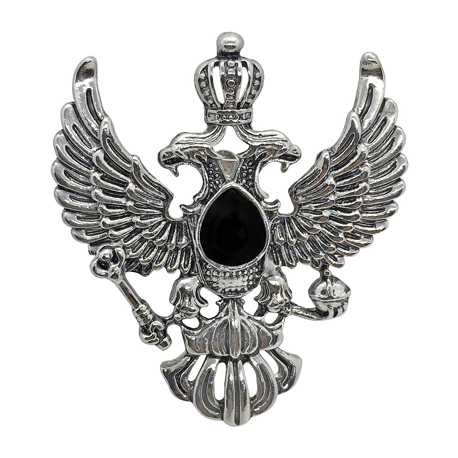 FURE Metal Crowned Eagle Brooch (Antic Rhodium) for Men & Women (B084CSN497) Amazon Price History, Amazon Price Tracker