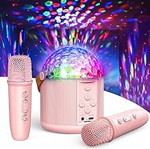 Children's Karaoke 2 Wireless Microphones, Gift Girl 5 6 7-12+ Years, LED Lights Disco, Microphone Karaoke Adults Children Toys, Portable Karaoke for Home Parties – Christmas Gift Child