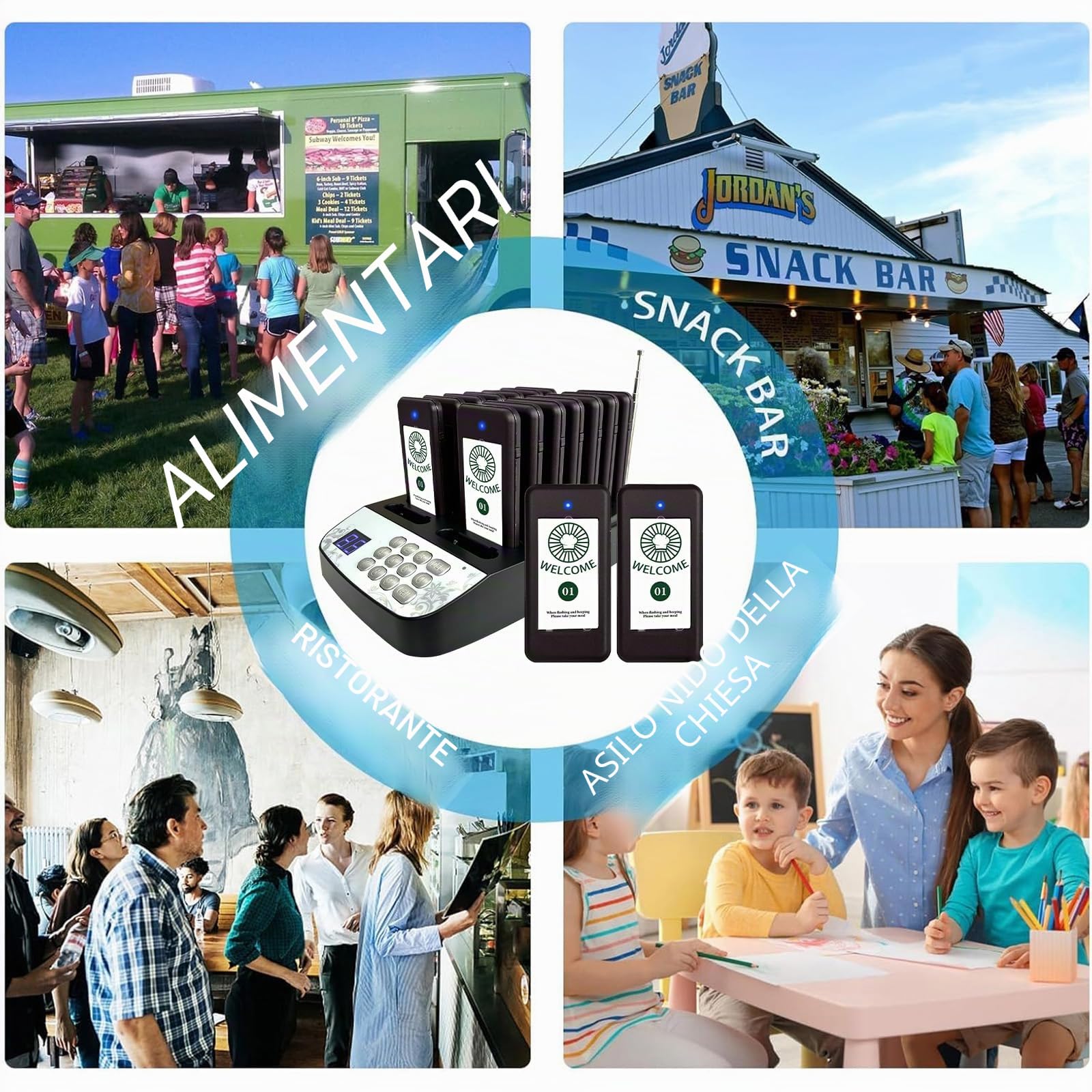 Cercapersone Ristorante, 500M Pager Ristorante, 16 Cercapersone | 5 Modalità di Chiamata, Facile da Configurare, Cercapersone Wireless per ristoranti, Food Truck, Pasticceria, Hotel
