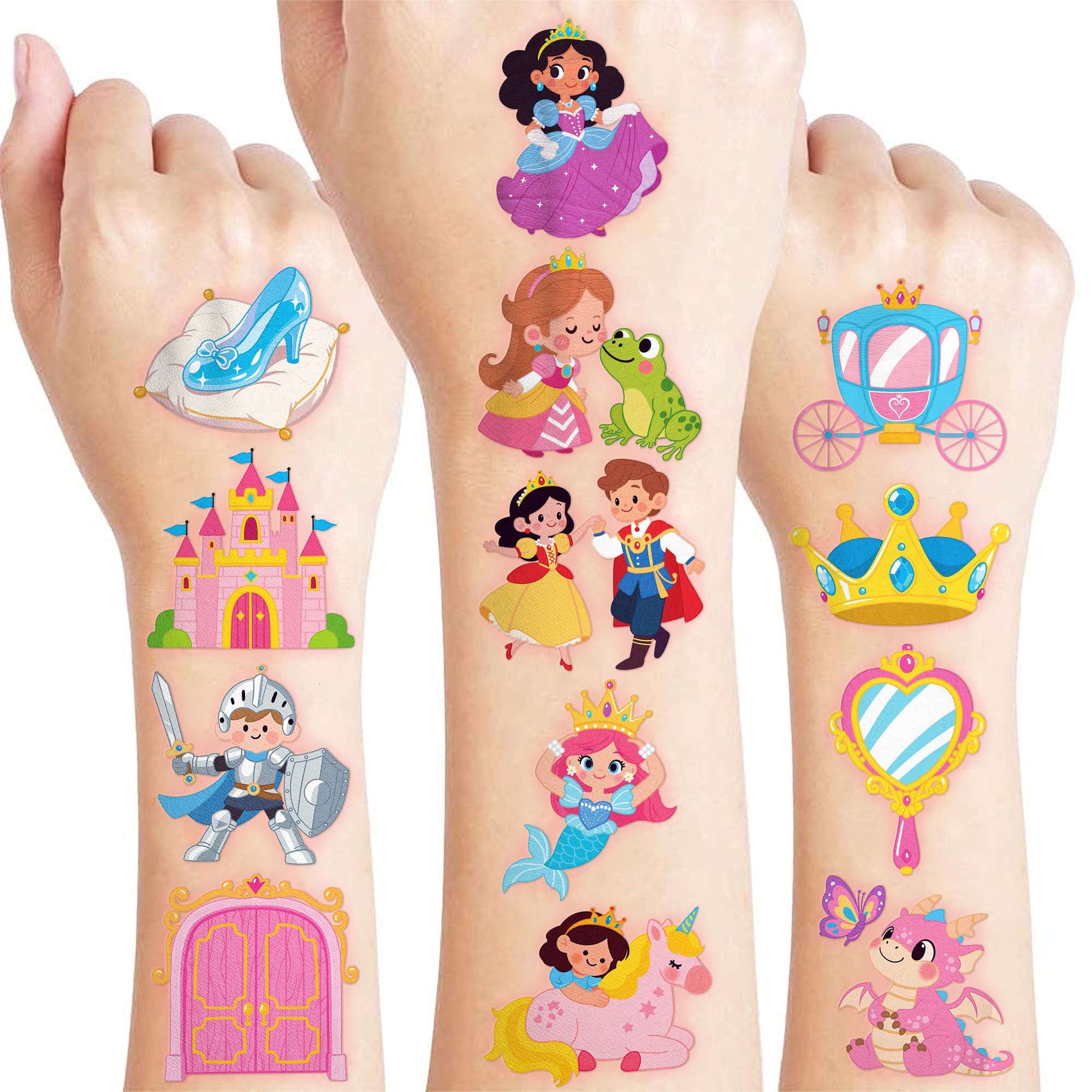 120 PCS Cute Princess Pre-Cut Temporary Tattoos for Kids | Multiple