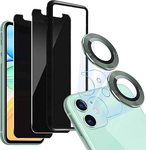 Protector de pantalla + protector de lente de cámara Vidrio templado Dureza 9H, antiespía, antiarañazos, color verde