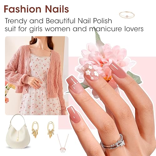 Miniatura 4 de GELLEN Esmalte de uñas tonos tierra neutros, nude rosa empolvado otoño invierno esmalte de uñas regular de secado al aire conjunto de 6