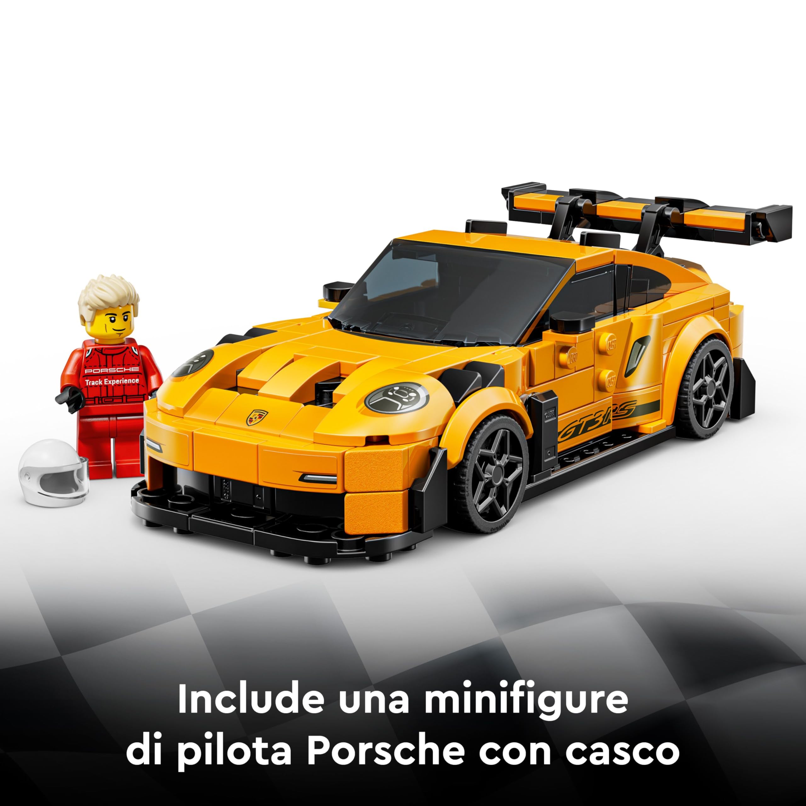LEGO Speed Champions Super Car Porsche 911 GT3 RS - Modellino di Auto con Minifigure del Pilota - Macchina Giocattolo per Bambini da 9 Anni - Regalo di Compleanno - 77239