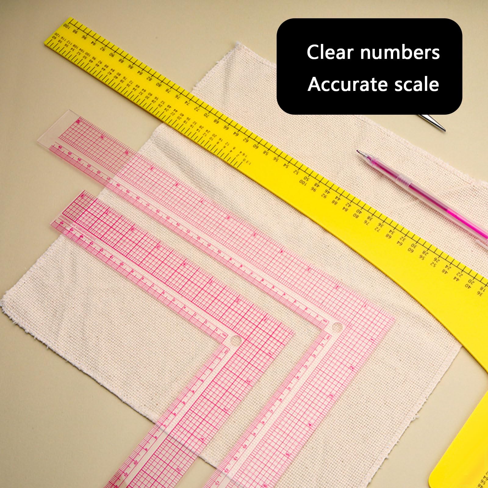 Regla multifuncional de patchwork con escala transparente para coser y hacer manualidades