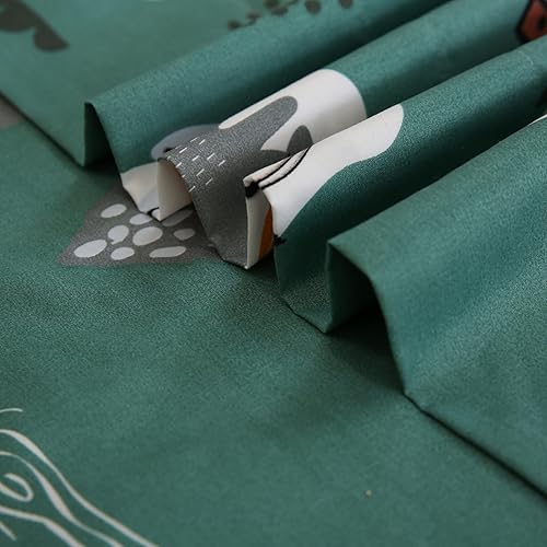 Miniatura 5 de JSD Green Animal Forest - Juego de sábanas para niños, tamaño matrimonial, 4 piezas, bonitas sábanas de microfibra estampadas para niñas, bolsillo