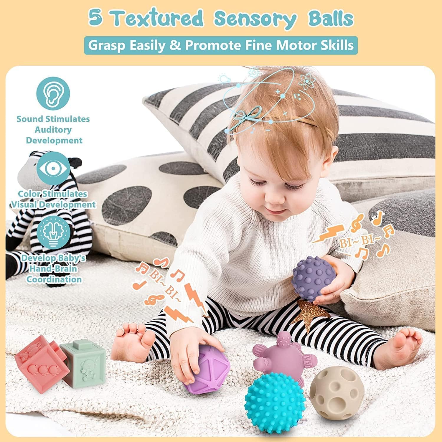Jeux Montessori Bébé 6-12 Mois, Cube Sensoriels Souples a Empiler, Cube d'activité Bébé, Jeux Educatif Jouets d'éveil pour Bebe Enfant 6 9 12 Mois 1 2 Ans Ans Garçon Fille