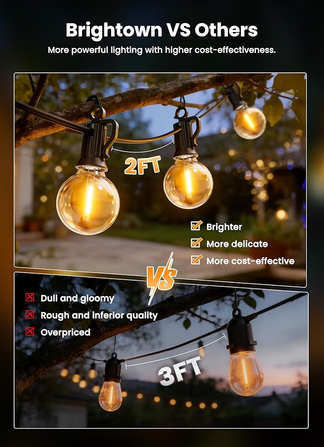 Brightown 108FT 52LED Luces Solares Exterior con Control Remoto miniatura 2