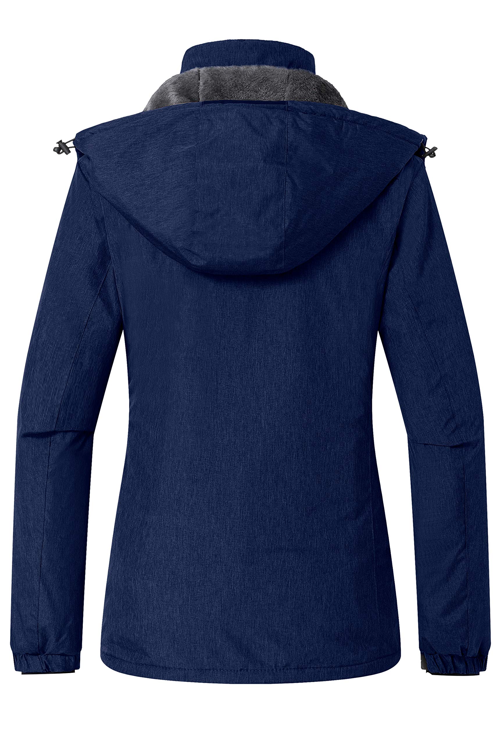 Wantdo Giacca da Neve in Pile Warm Giubbotto da Montagna Caldo Cappotto da Escursionismo Outdoor Parka con Cappuccio Antivento Donna Nero L