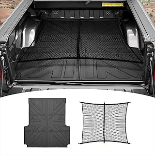 Truck Bed Mat and Cargo Net Compatible with 2020-2025 Jeep Gladiator 5FT Truck Bed