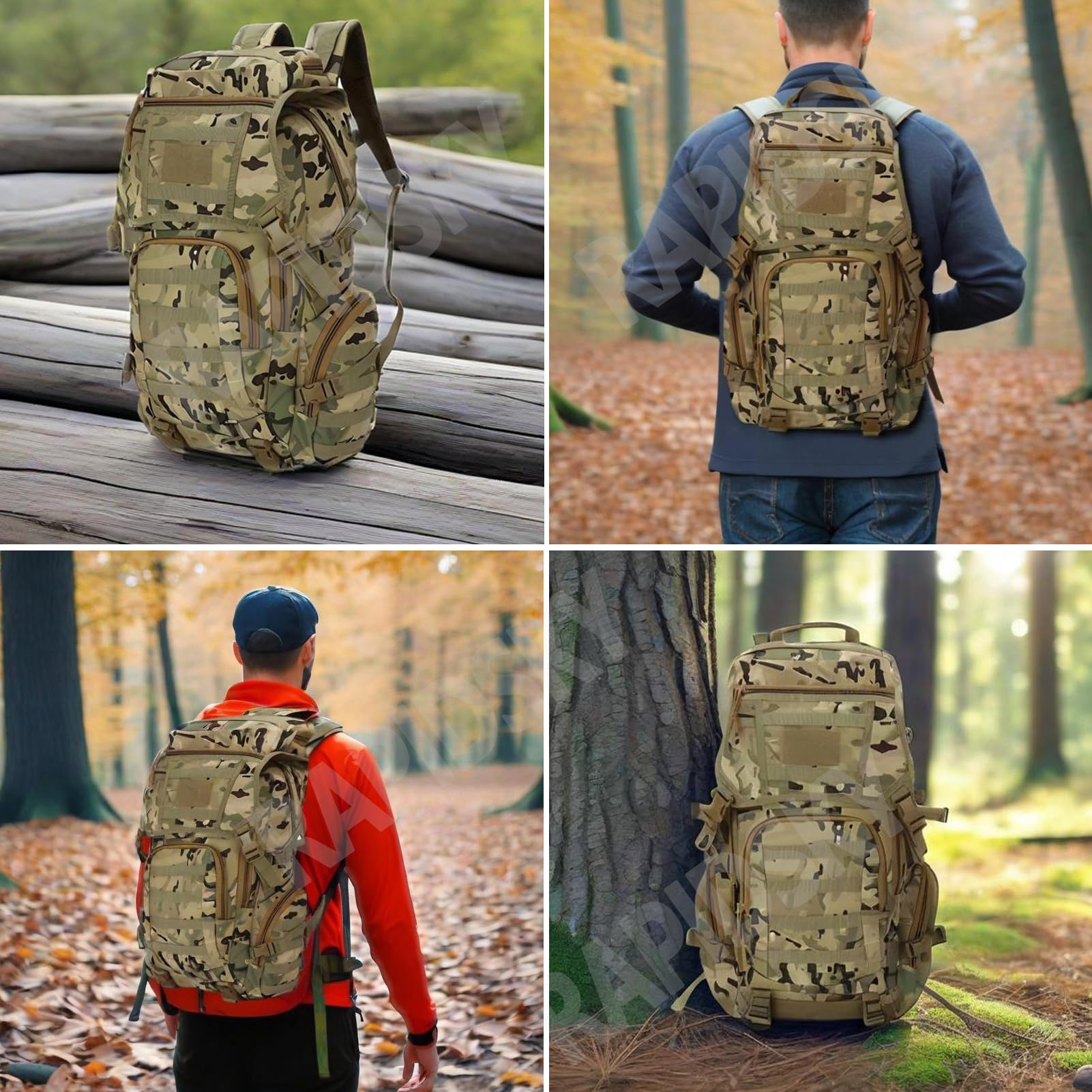 RAPIDSKY Zaino tattico 35L in Oxford 900D resistente e idrorepellente. Capienza 3 giorni, sistema MOLLE, perfetto per trekking e campeggio.