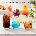 Ensemble de verres à boire 8, Coupes en verre avec 4 Étendu 20 oz Verres à haute bille & 4 Courte 13 oz Verres à pierre, verres à eau sans plomb pour jus, café glacé, cocktail, whisky