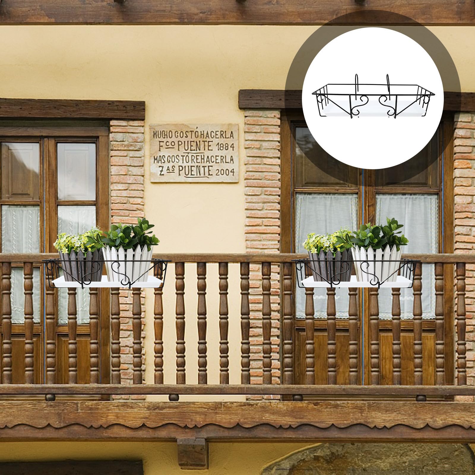 PACKOVE Soporte Blanco de Plástico para Hierro y Plantas Suspendido Doble Gancho Colgante Fácil de Almacenar para Decoración de Terraza Interior y Maceta