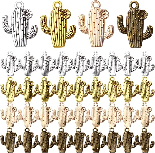 Miniatura 1 de 40 dijes de flores de cactus, dijes de aleación para plantas, dijes de cactus, suministros de manualidades para manualidades, aretes, collares,