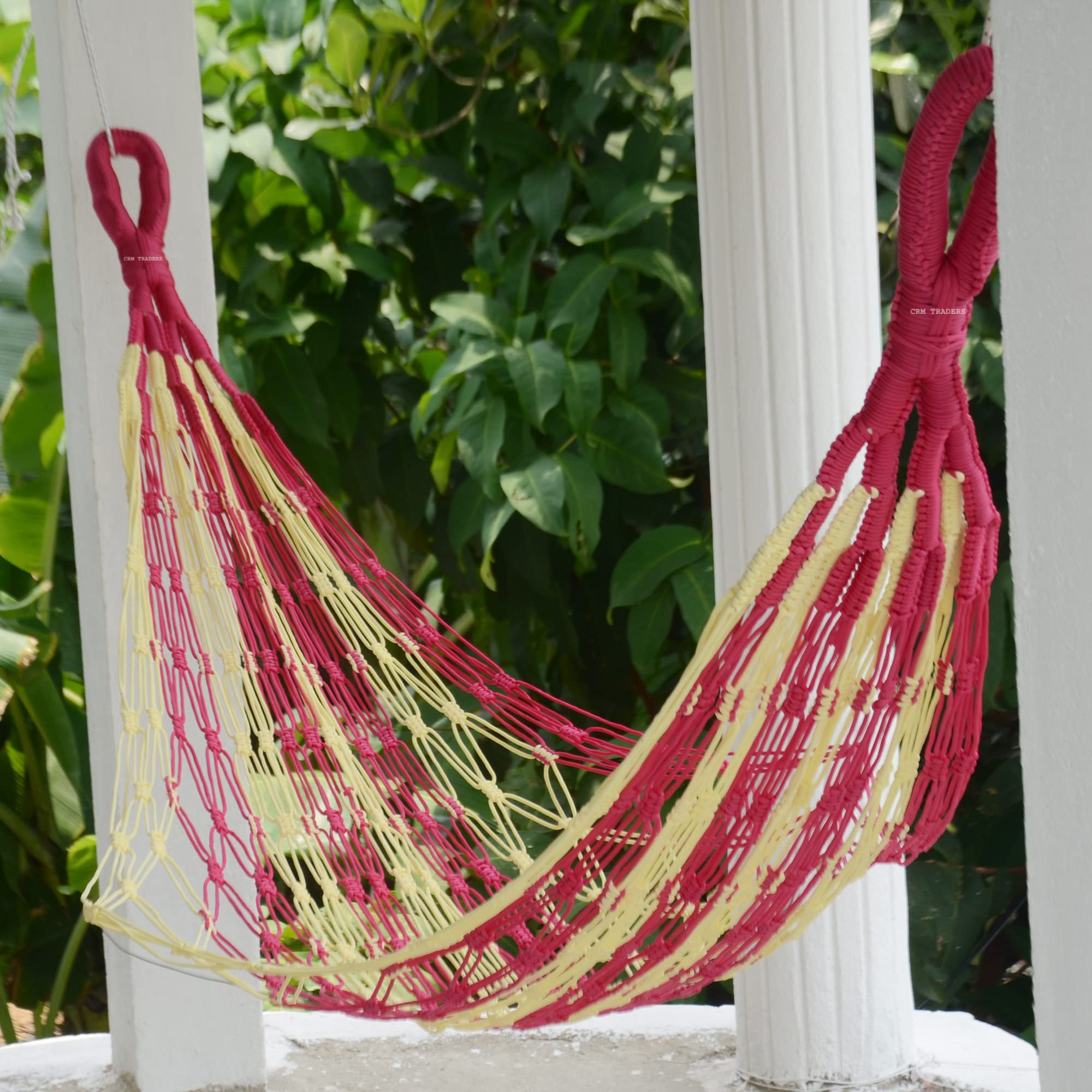 CRM TRADERS Handmade Nylon Rope Swing Hammock Garden Net Mesh Bed for Camping & Activities-image-11