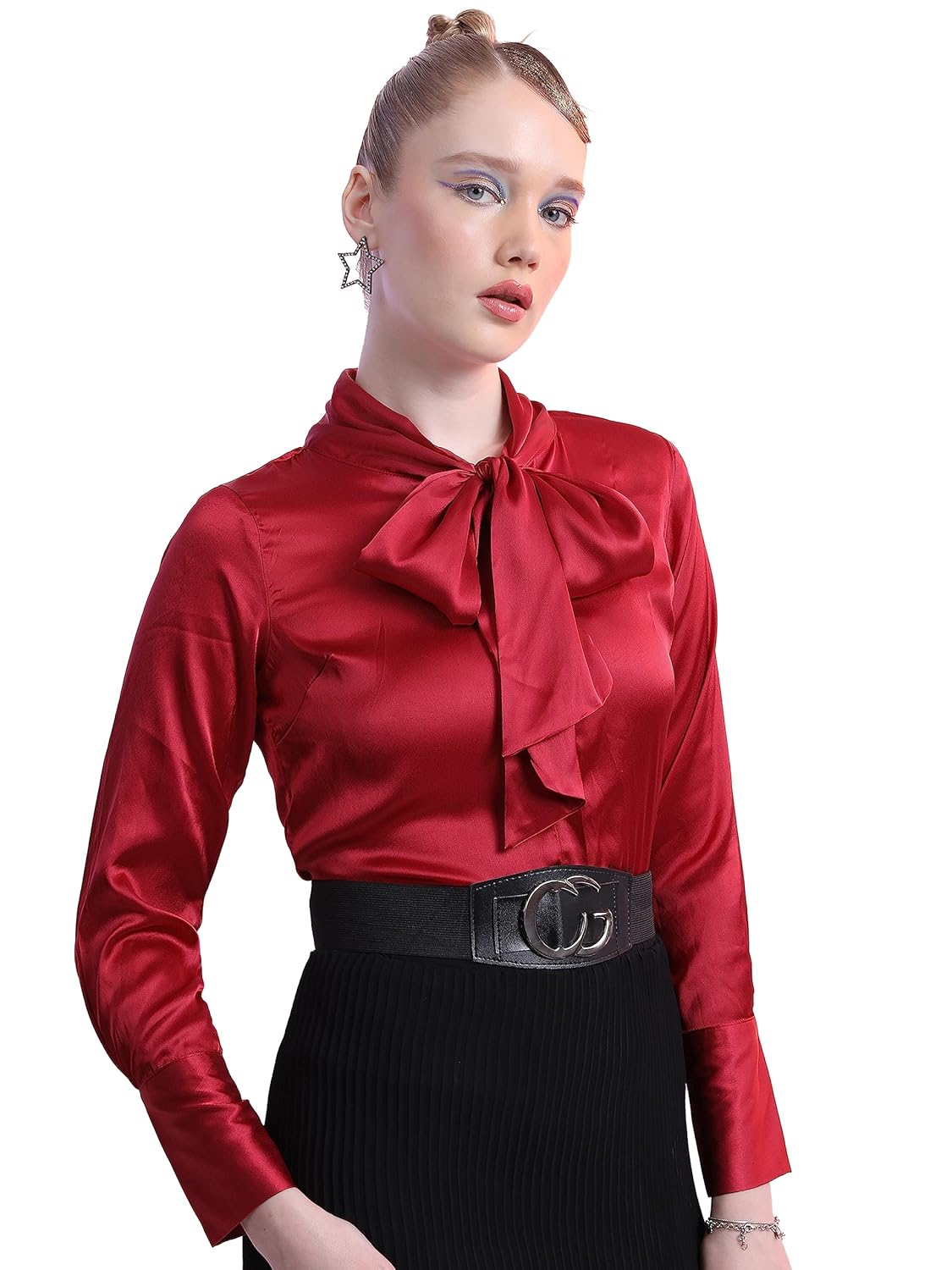 KETCH Women’s Polyester Regular Fit Solid Full Sleeve Shirt