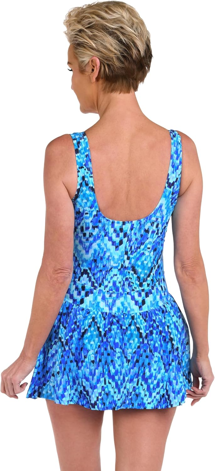 Maxine of Hollywood Womens V-Neck Swim Dress One Piece Swimsuit - Image 2