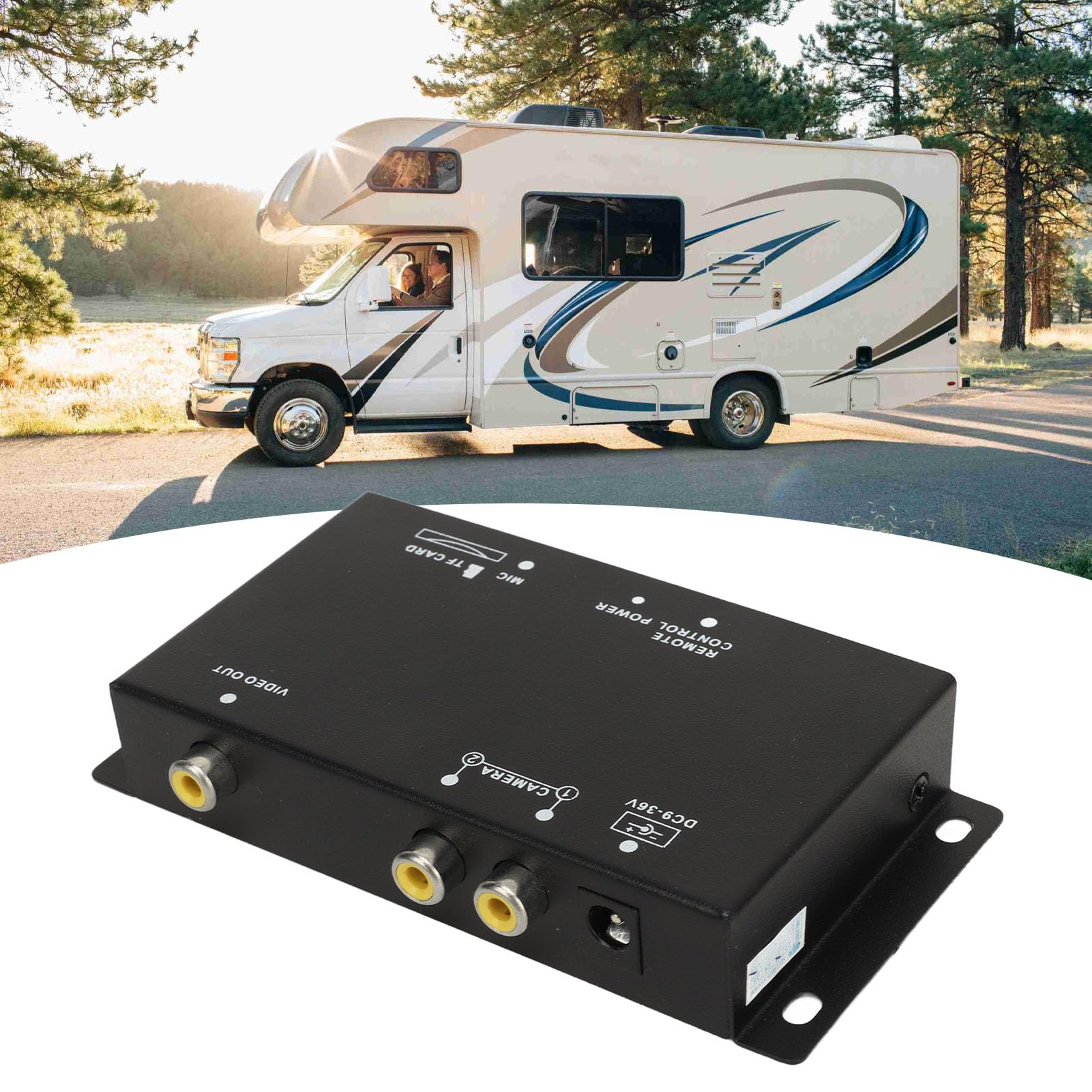 mobilny cyfrowy rozdzielacz wideo 2 kanały DC 12 V 24 V z obsługą obrazu 720 P, skrzynka kontrolna kamery cofania z automatycznym wyświetlaniem pełnoekranowym dla