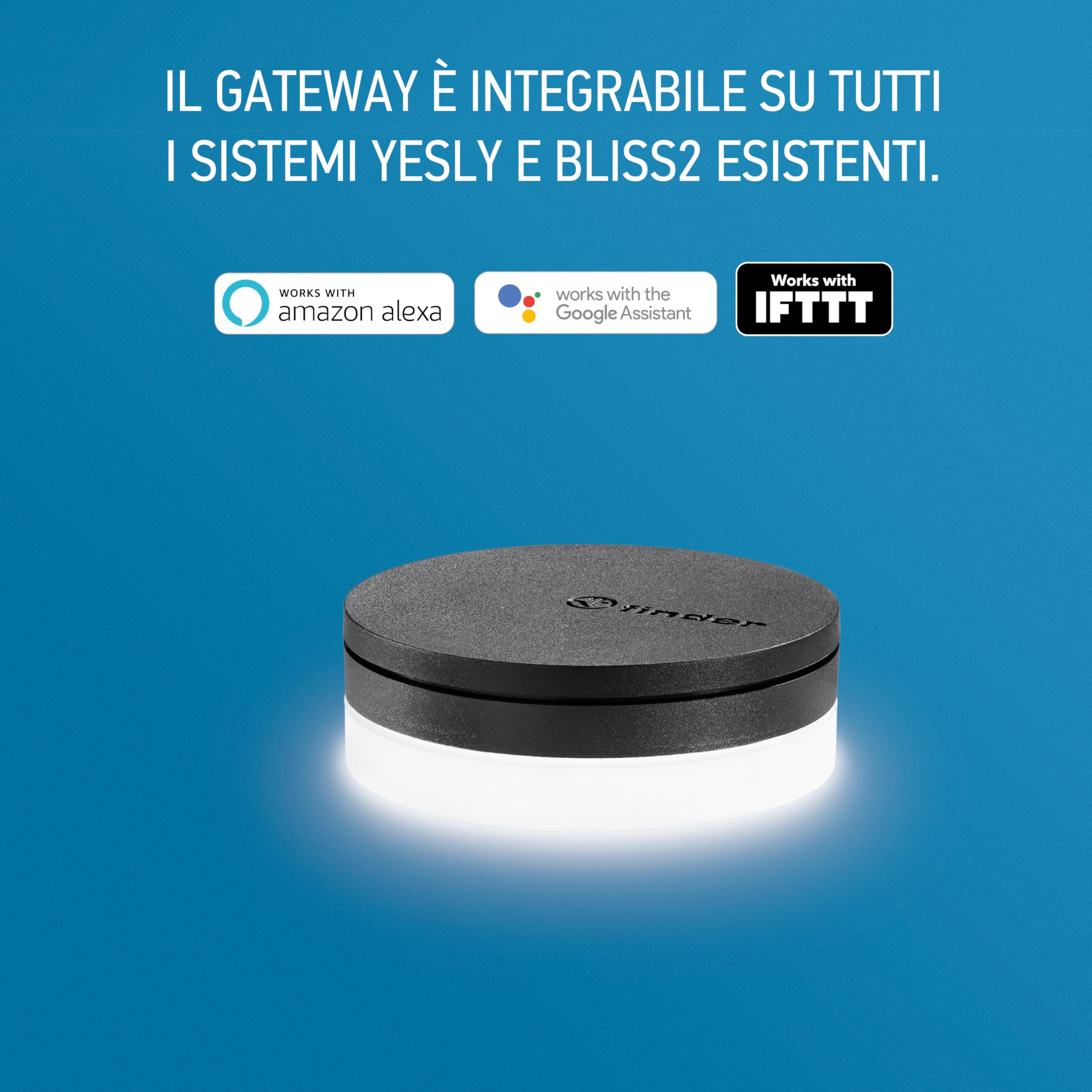 Finder Gateway esterno USB Tipo 1Y.GU. Per comandare da remoto il tuo impianto YESLY e i tuoi dispositivi BLISS2 ovunque ti trovi nel mondo. Controllabile con App Finder YOU e Assistenti Vocali