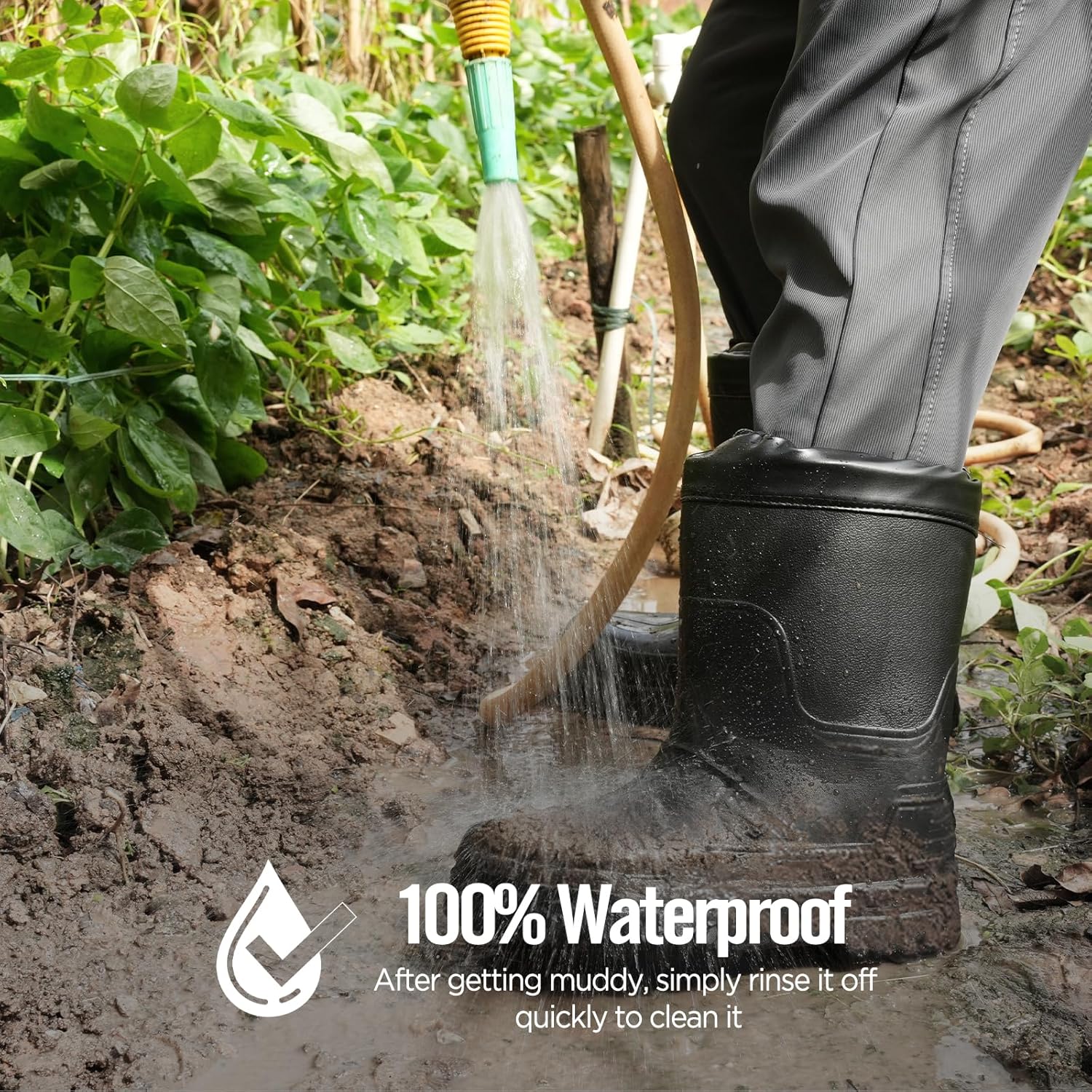 Waterproof Insulated Rain Boots - Upgraded Insulated Winter Work Boots for Men Women Mud Boots for Outdoor Work Fishing Farming Gardening - Image 3