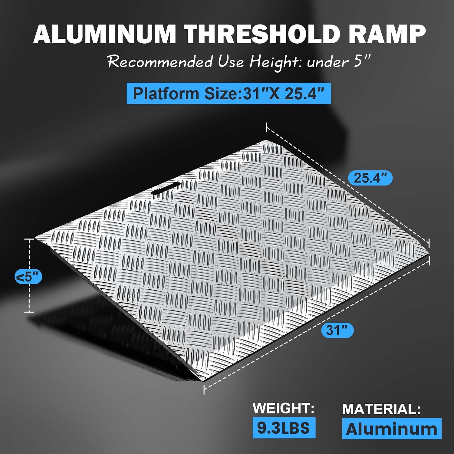 Aluminum Threshold Ramps for Doorways, 31" L x 25.4" W, Wider Platform Anti-Slip Portable Ramps for Wheelchairs, Door Threshold Ramp for Wheelchair, Scooter, Strollers, Cart, Walkers, Pets