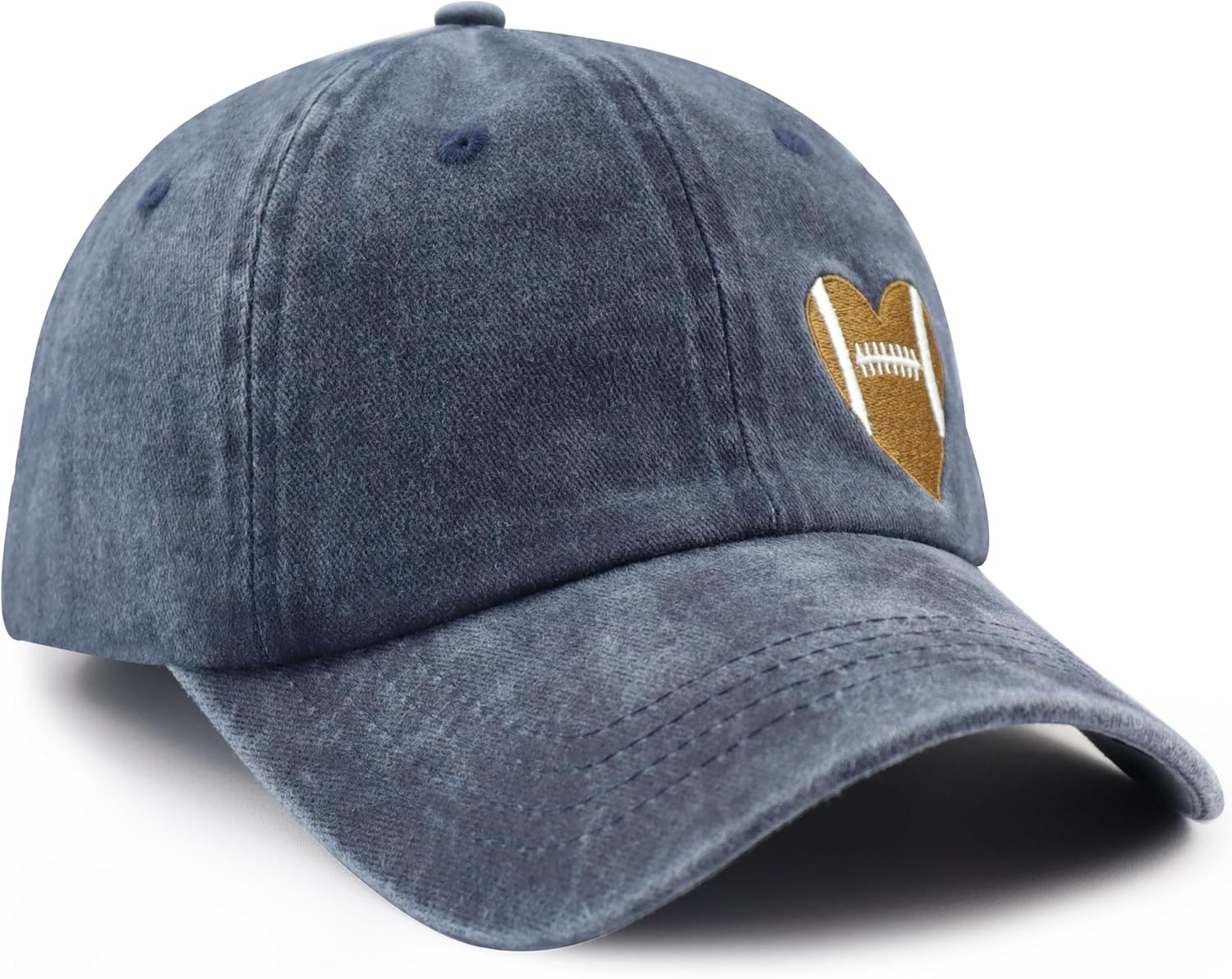 Football Heart Hat for Men Women, Adjustable Cotton Embroidered Heart Football Baseball Cap - Image 2