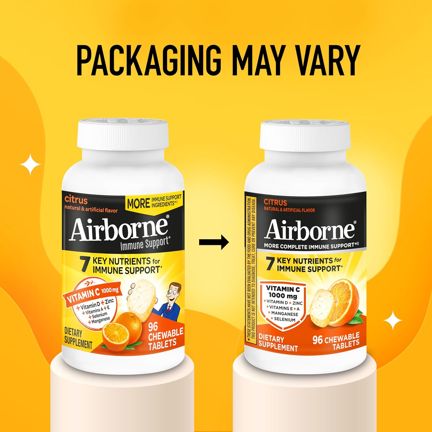 Airborne Vitamin C 1000mg (per Serving) - Citrus Chewable Tablets (96 Count in a Box) - Packaging May Vary - Image 7