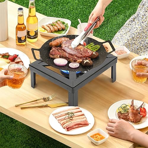 Miniatura 3 de Estufa de gas portátil de un solo quemador para exteriores, estufa de gas portátil para camping, cocina de propano con manguera reguladora ajustable