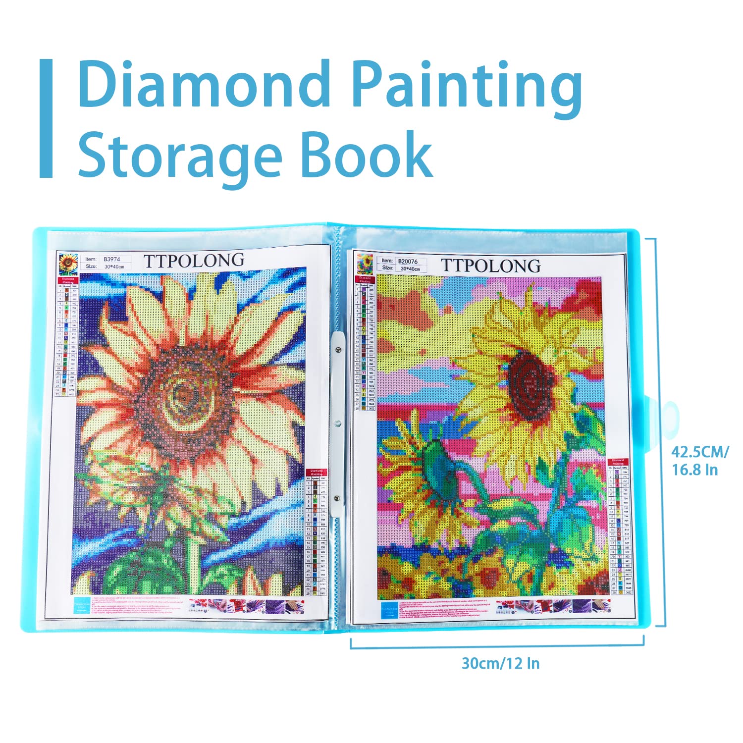 A3 Diamond Painting Album avec Poignée, Diamond Painting Dossier, Livre d'exposition de photos de peinture au diamant 5D avec 30 pages, peut contenir 60 feuilles (Blue, 42.5 X 30.5cm)
