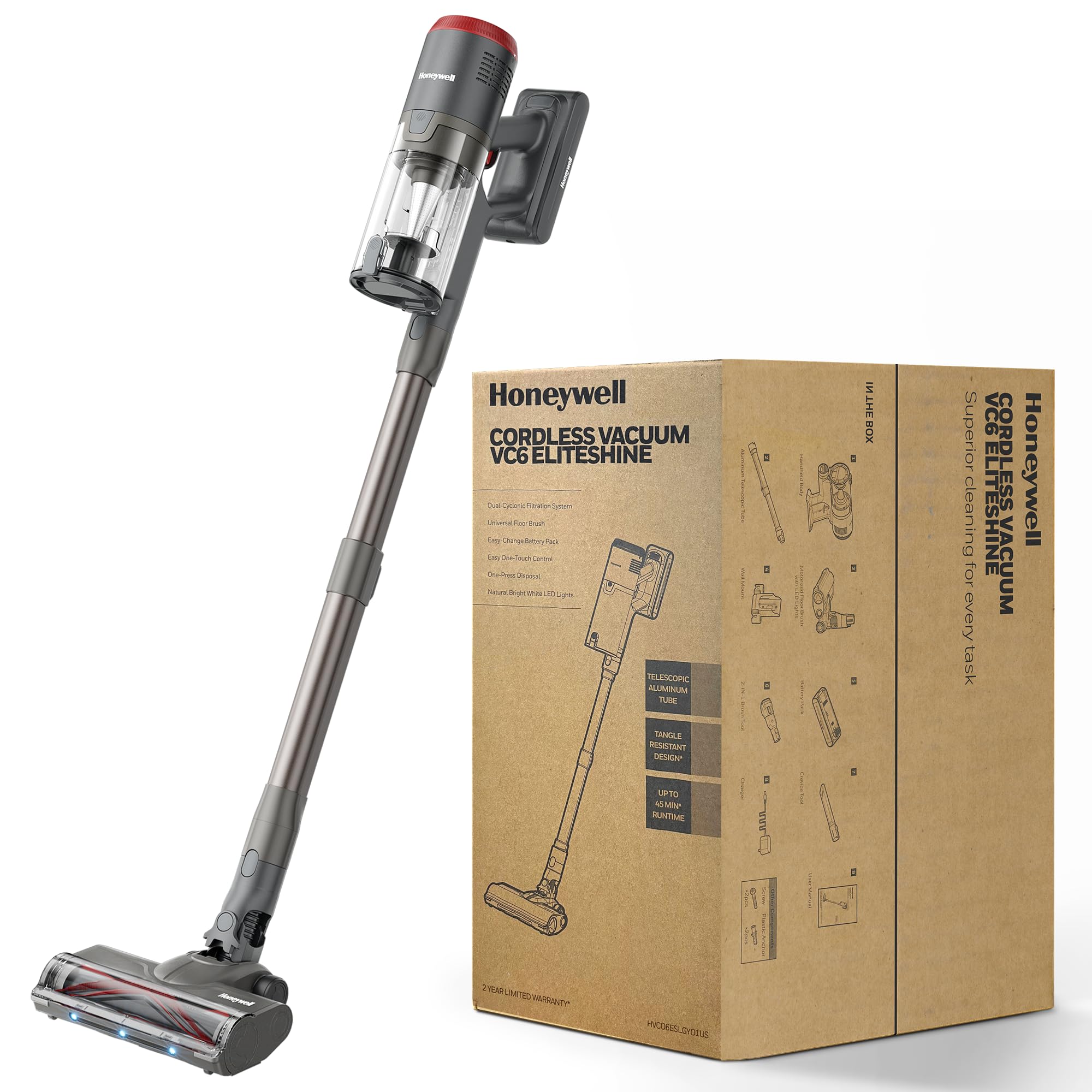 Honeywell Dual Mode Cordless Vacuum Cleaner Brushless Stick Vacuum Cleaner for Carpet and Hard Floor w Powerful Suction