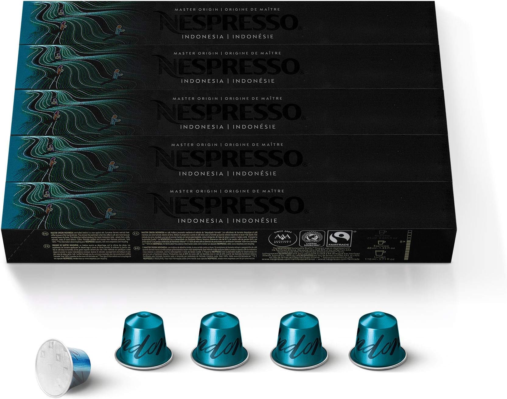 Capsules OriginalLine, Indonesia Master Origin ,Dark Roast Coffee, 50 Count Coffee Pods, Brews 1.35oz - 10 pack