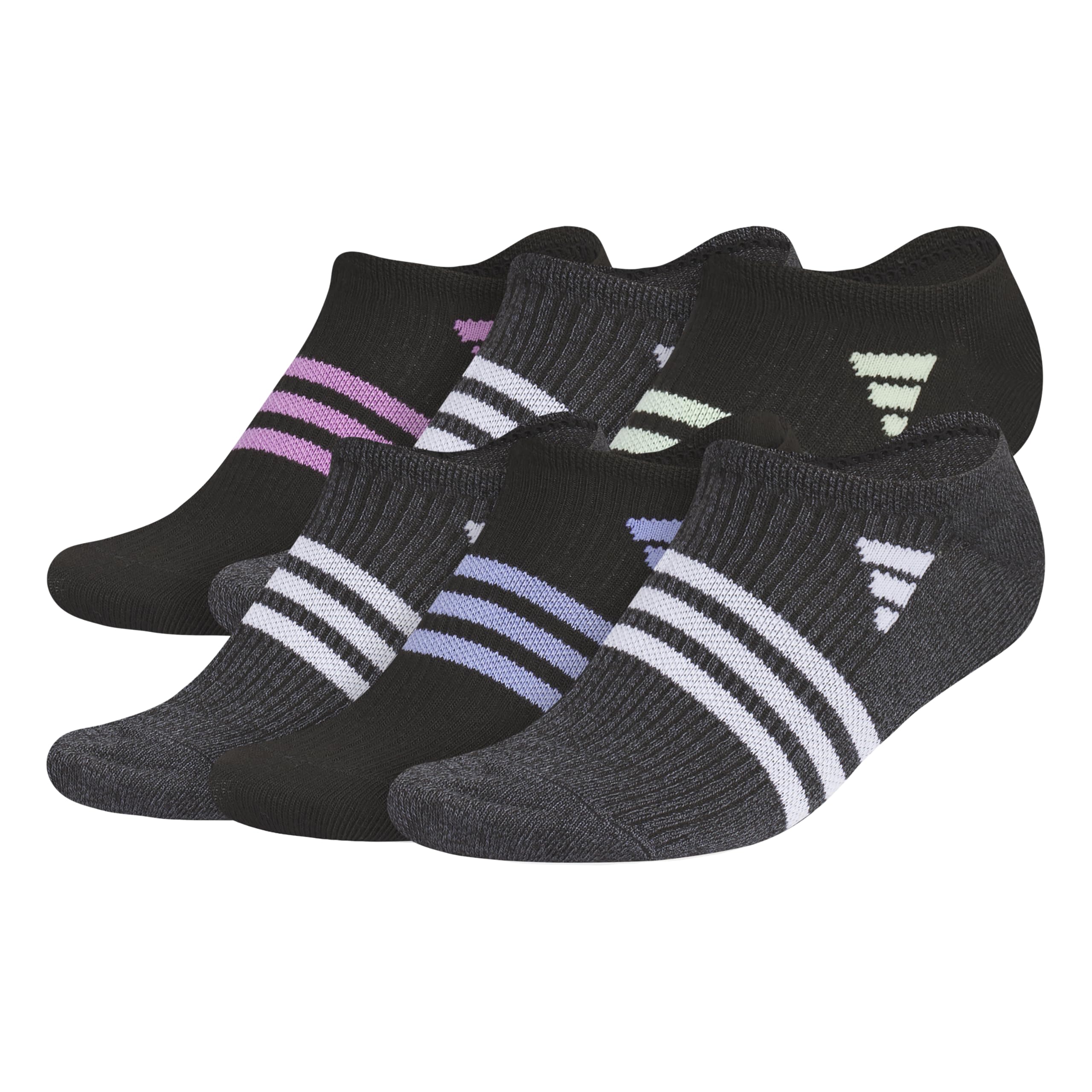 adidas Women's Superlite 3.0 No Show Athletic Socks (6-Pair) Low-Profile Fit with Targeted Padding and Arch Compression