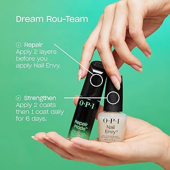 OPI Nail Envy Nail Strengthener | Clear & Opaque Creme Nail Polish Treatment | Strengthen Weak & Thin Nails